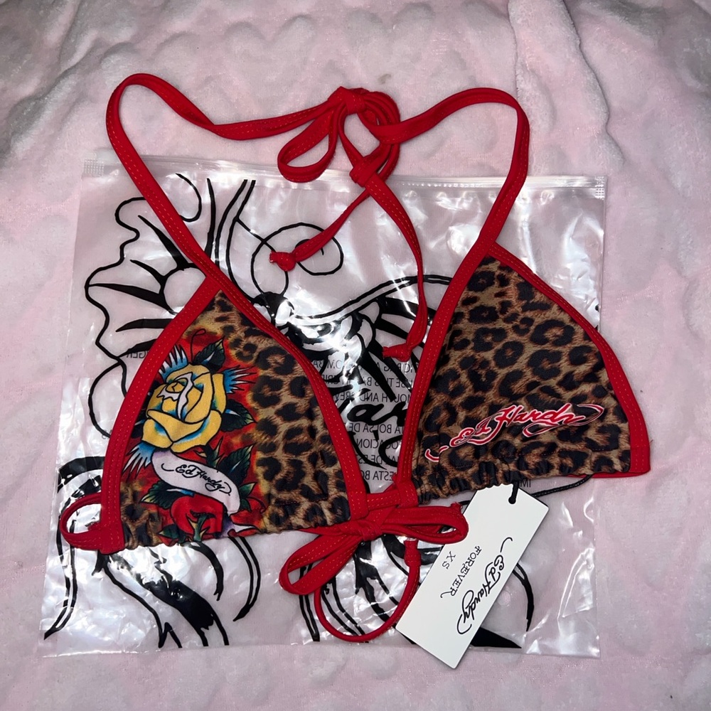 Ed Hardy x Sexy Red Leopard Print Bikini Top